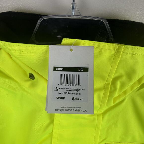 New GSS Mens High Visibility REFLECTIVE Workwear Safety Jacket Hooded Size L - Picture 2 of 7